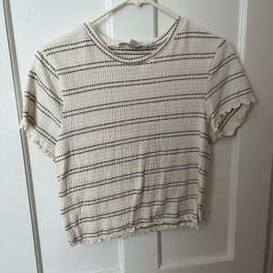 White and black striped ribbed top